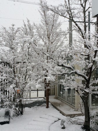 雪景色の庭屋